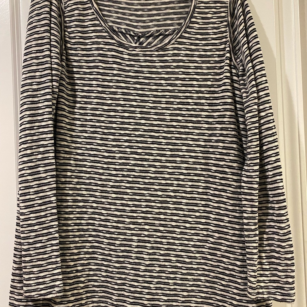 Anthropologie Black and White Striped Crew Neck Sweater